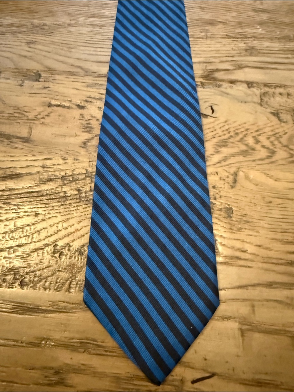 Brooks Blue and Black Diagonal Stripe Silk Tie